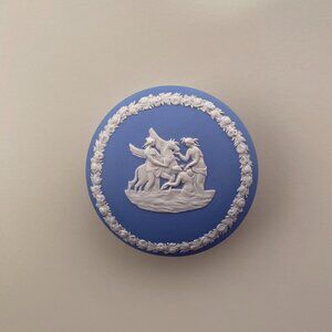 Wedgwood Blue Jasperware Small Round Covered Trinket Dish